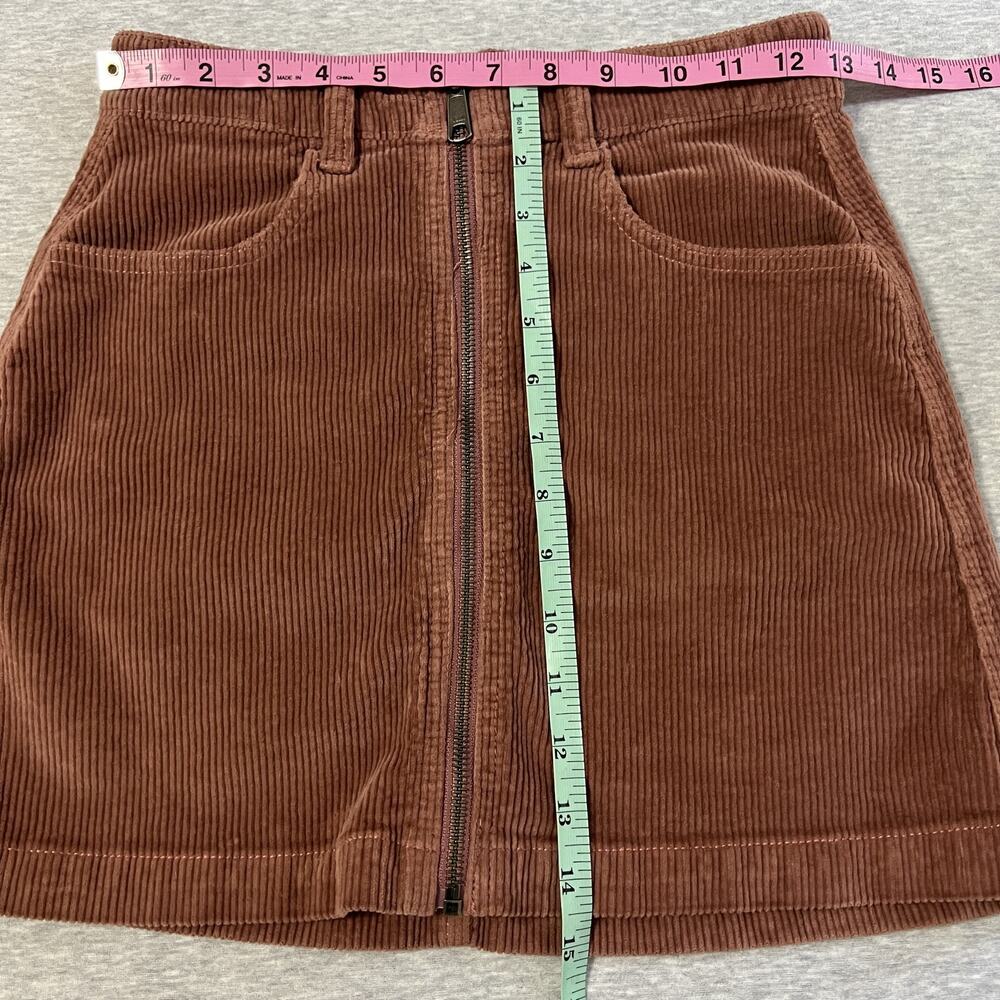 American Eagle Mini Skirt Womens 00 Rose Corduroy Super Hi-Rise A Line Stretch - Picture 11 of 11